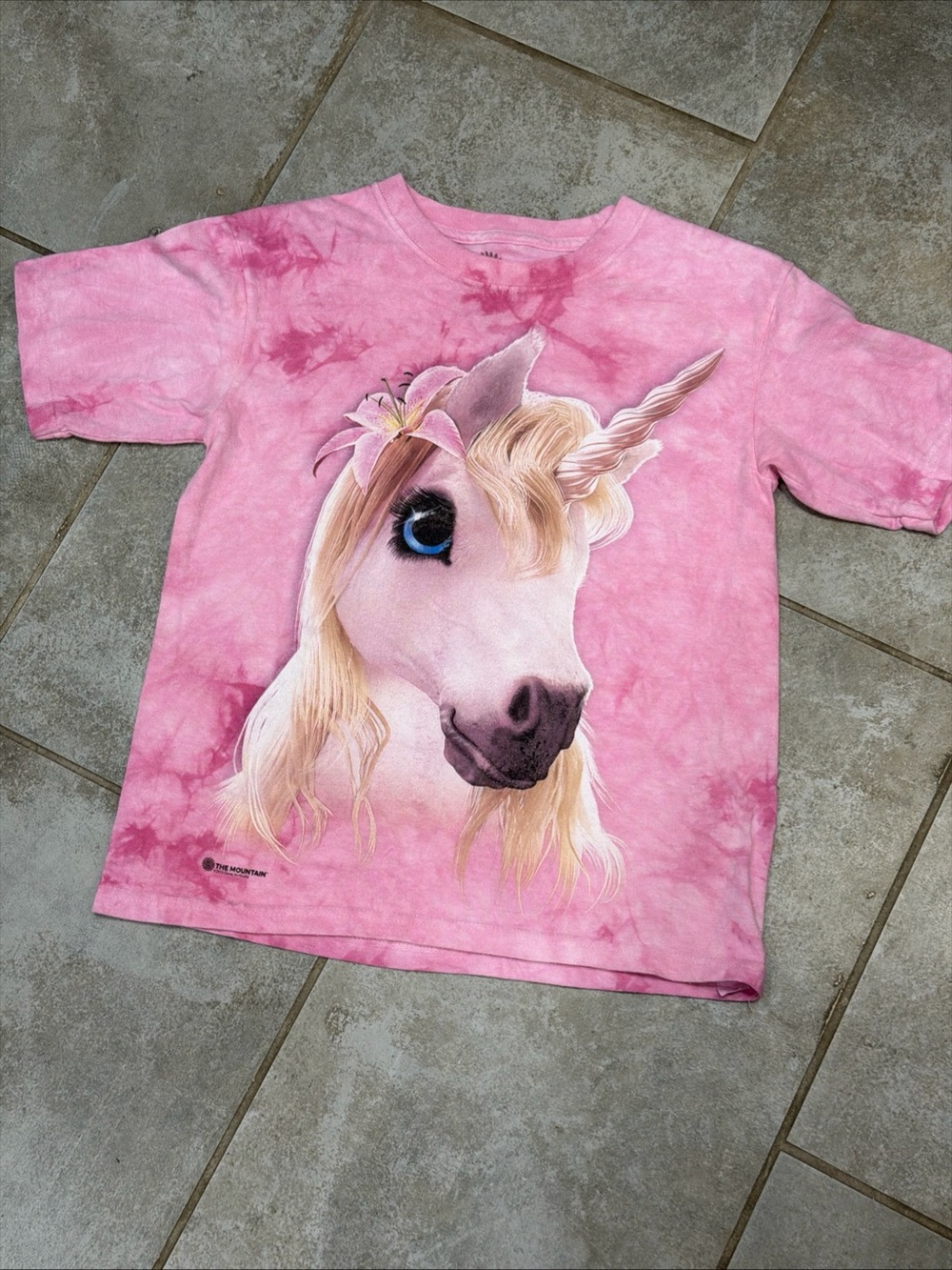 Girls The Mountain Pink Summer Unicorn Tie Dye T-Shirt Size Large